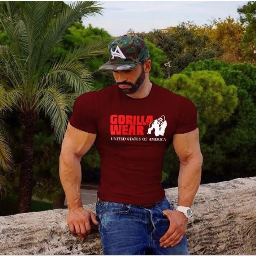 Summer Men's T-shirt animal cartoon printed Hip Hop Fitness Men Shirt Bodybuilding Tee Short Sleeve Muscle Tops Stylish | Мужская