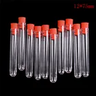 Лабораторные пробирки 12 х75 мм, прозрачные, пластиковые, с крышками, образец флакона контейнеров, 10 шт.