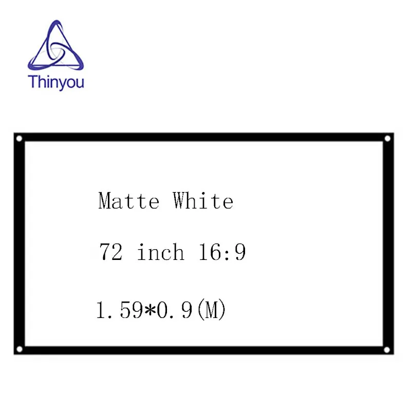 72 дюймовый матовый белый проектор Thinyou 16:9 рассеянный экран для фильма складной