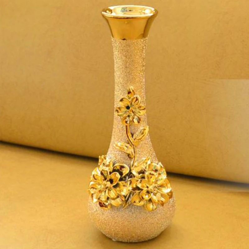 Fashion ceramic gold vase home living room decoration accessories luxury small decoration wedding gifts