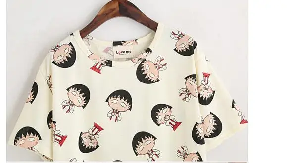 2021 Женская летняя футболка одежда рубашка с круглым вырезом Chibi Маруко-тян