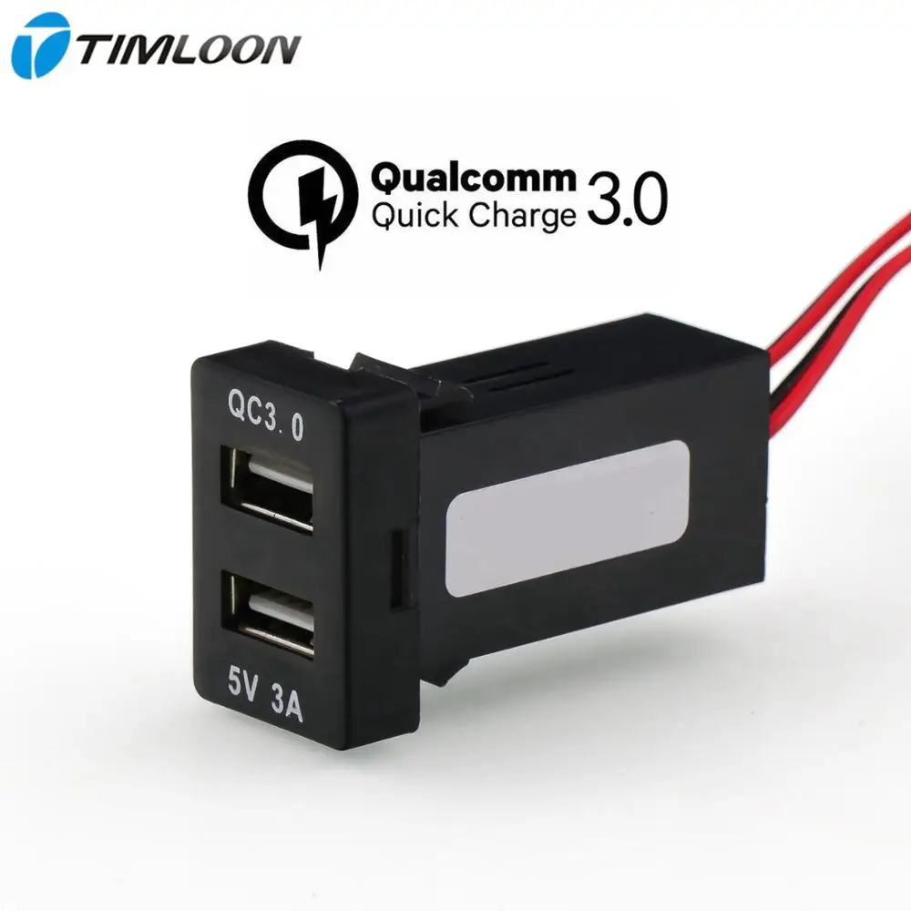 Быстрое Автомобильное зарядное устройство QC3.0 + 5 В 3 А с USB интерфейсом для TOYOTA Camry Corolla Yaris RAV4 Reiz Cruiser|Кабели