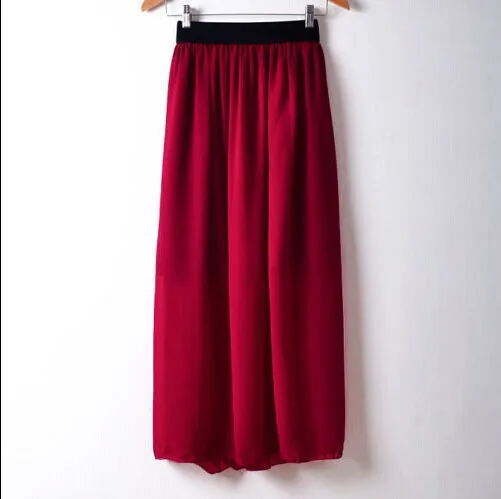 2015 Summer style Fashion Pleated Maxi Skirt Chiffon Long skirts womens Candy Color High Waist for women | Женская одежда
