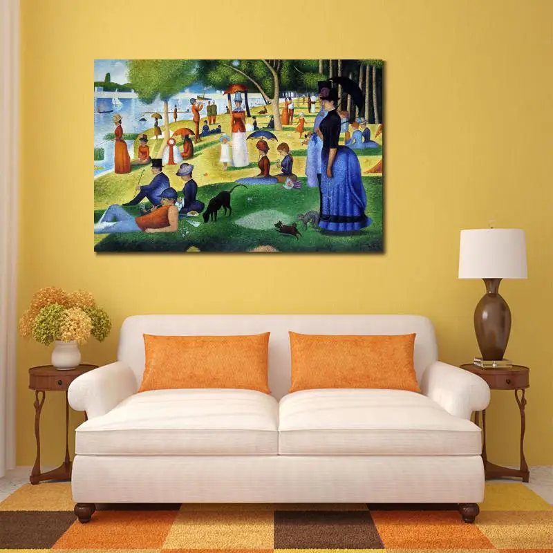 Знаменитые работы Жорж сеурат картины в День Воскресенья на остров La Grande Jatte масло на холсте Ручная роспись