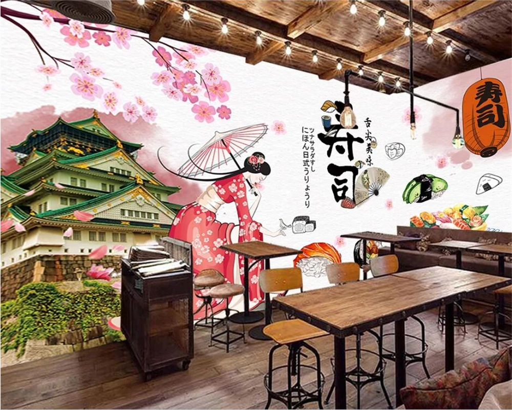 Фото Обои на заказ модные японские еда суши ресторан настенные украшения обои