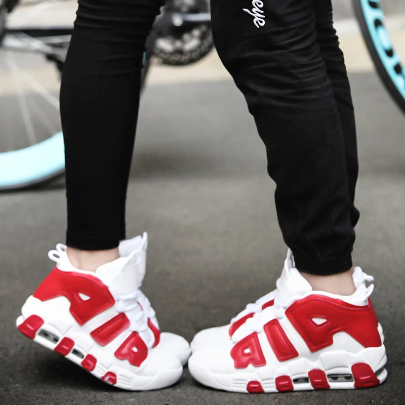 

New Arrival Men Basketball Shoes Air Leather Ankle Boots Outdoor Sport Athletic Sneakers Women Thick Bottom High Shoes