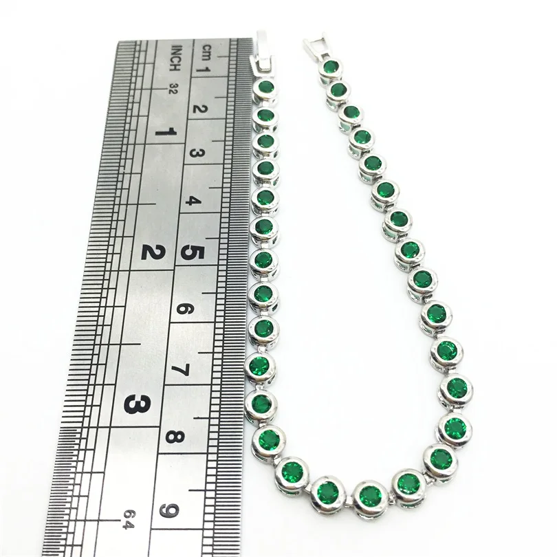 

Pendientes white gold color Bracelets & bangles Green Cubic Zirconia pulseras stone fashion jewelry