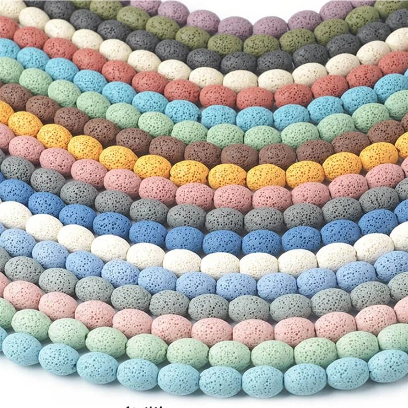 Ядро овальные красочные лавовые камни бусины вулканические DIY ароматерапия