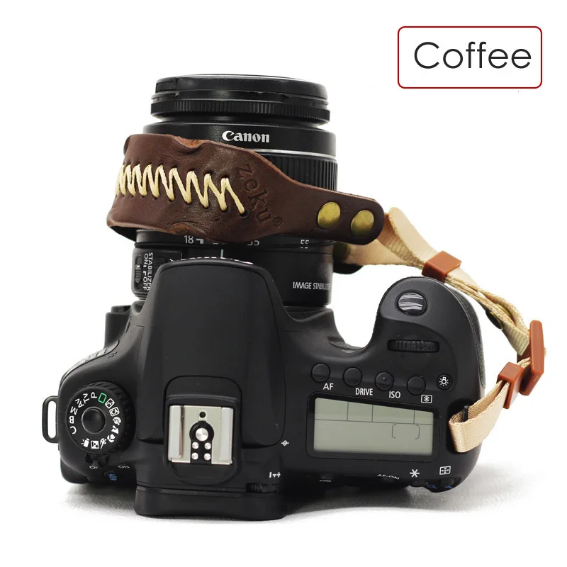 Coffee Ретро ручной работы кожаная камера ручной ремешок стильный мягкий комфорт для Canon Nikon sony Pentax Olympus Panasonic DSLR/SLR - Цвет: Coffee