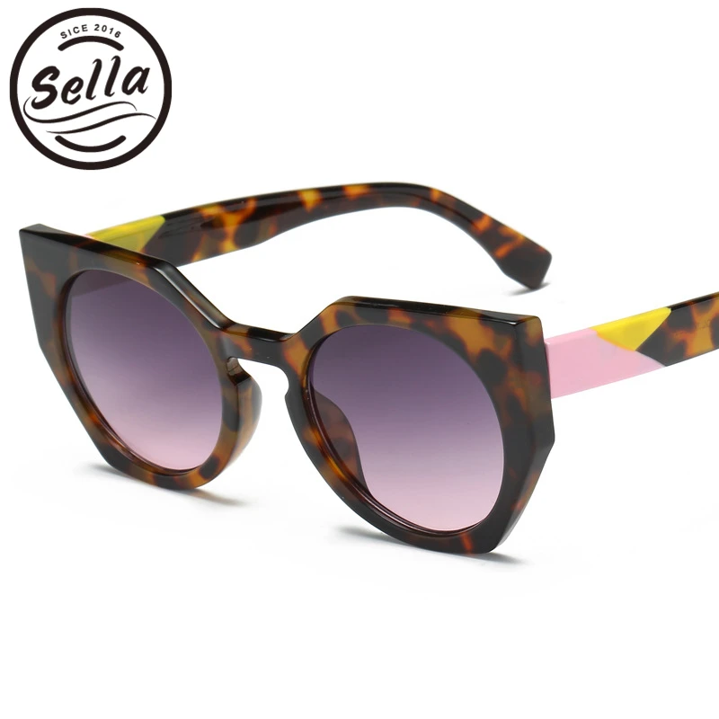 Sella Новинка 2018 года модные женские туфли негабаритных Cateye Солнцезащитные очки