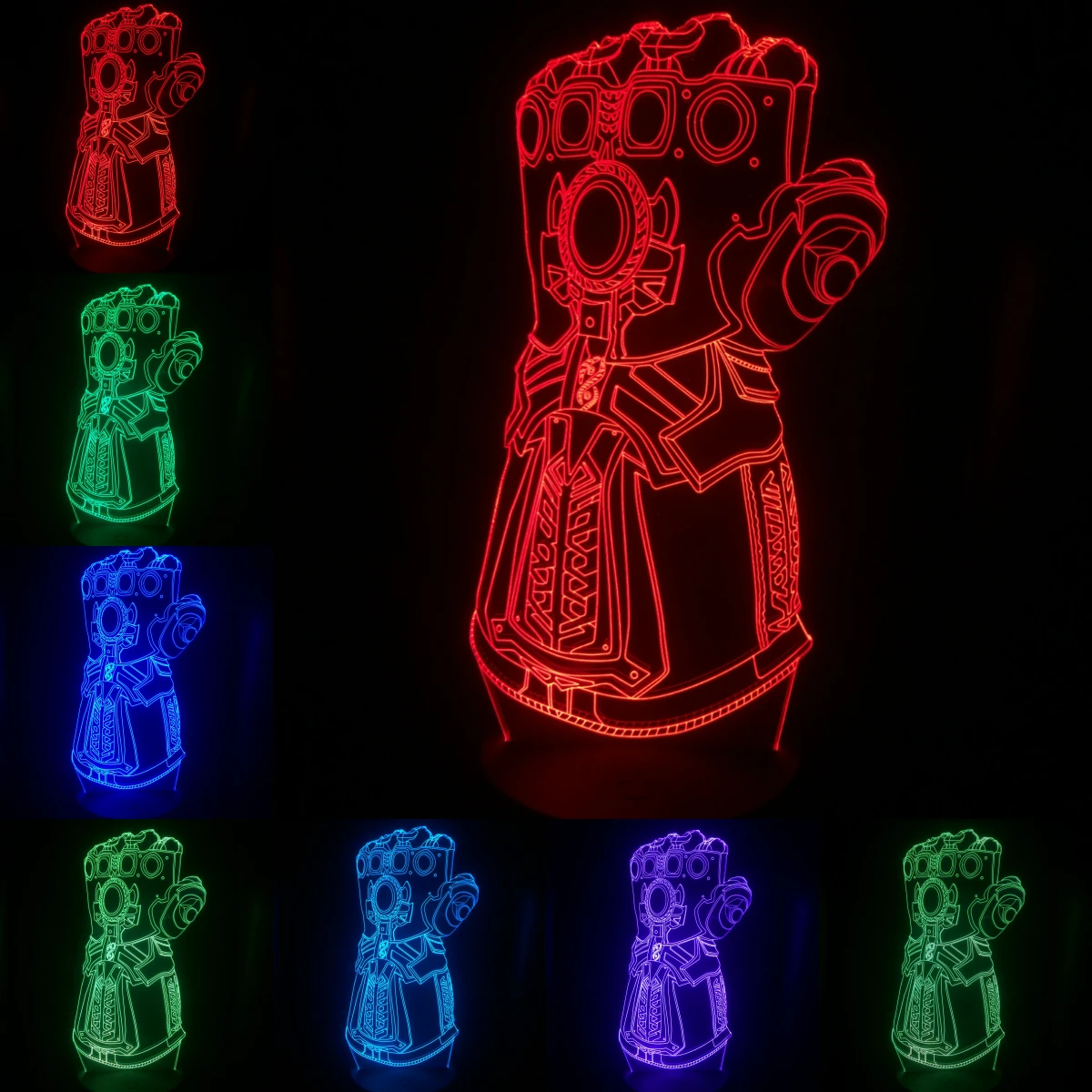 Перчатки Таноса Infinity Gauntlet 3D лампа Иллюзия ночник светодиодный светильник многоцветный вспышка выцветает праздничный реквизит Рождественские подарки