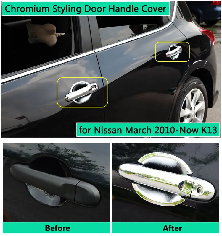 Для Nissan March K13 Micra Renault Pulse хромированный чехол для ручки двери 2010 2011 2012 2013 2014 2015