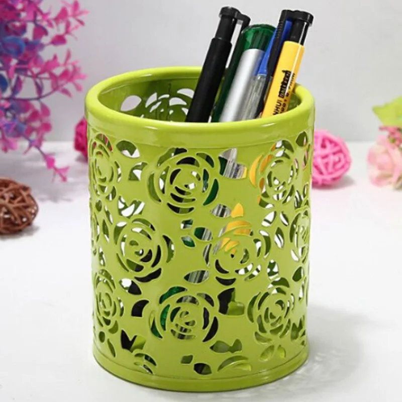 Металлические полые розы контейнер для карандашей и с цветочным дизайном