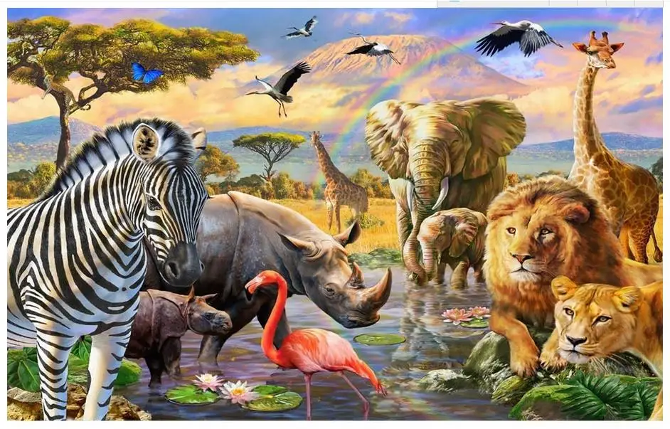 Фотообои 3d на заказ настенные фрески с животными солнечный свет Кампо мир