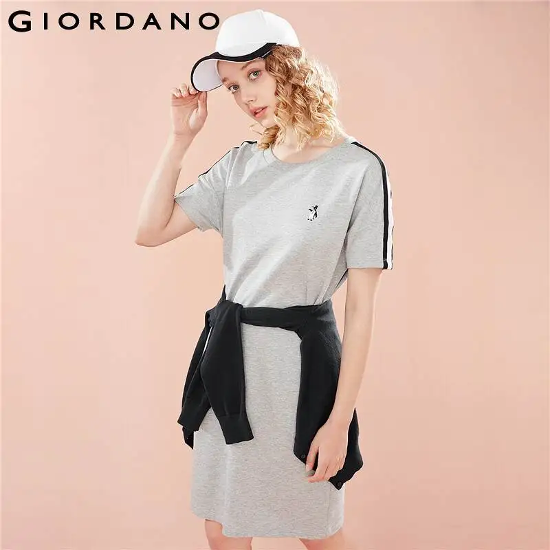 Giordano женское платье с вышитым рисунком пингвина контрастные цветные ленты