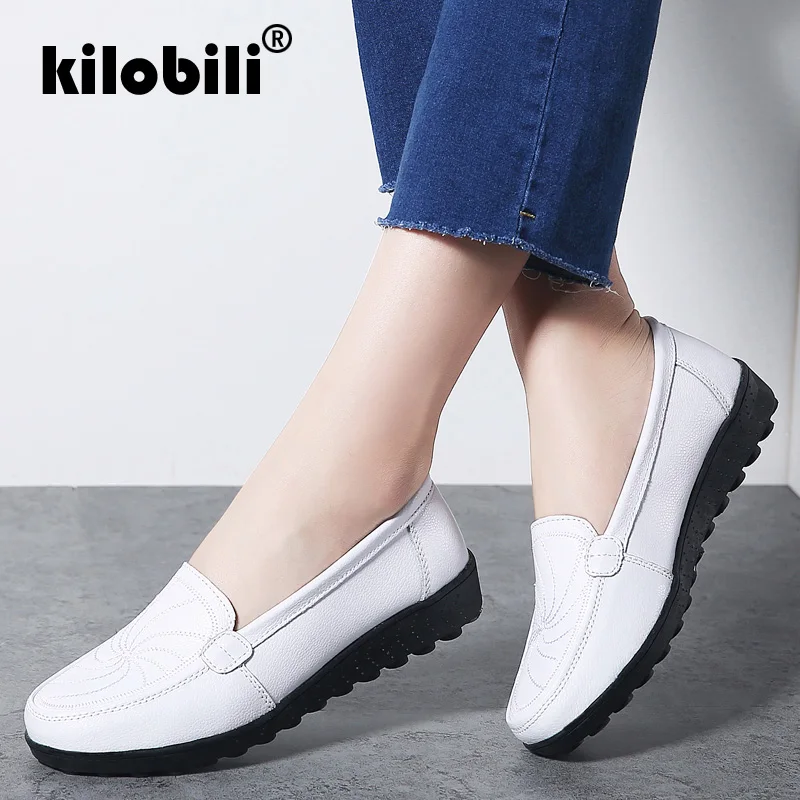 Kilobili/2019 весенняя женская обувь из натуральной кожи на плоской подошве