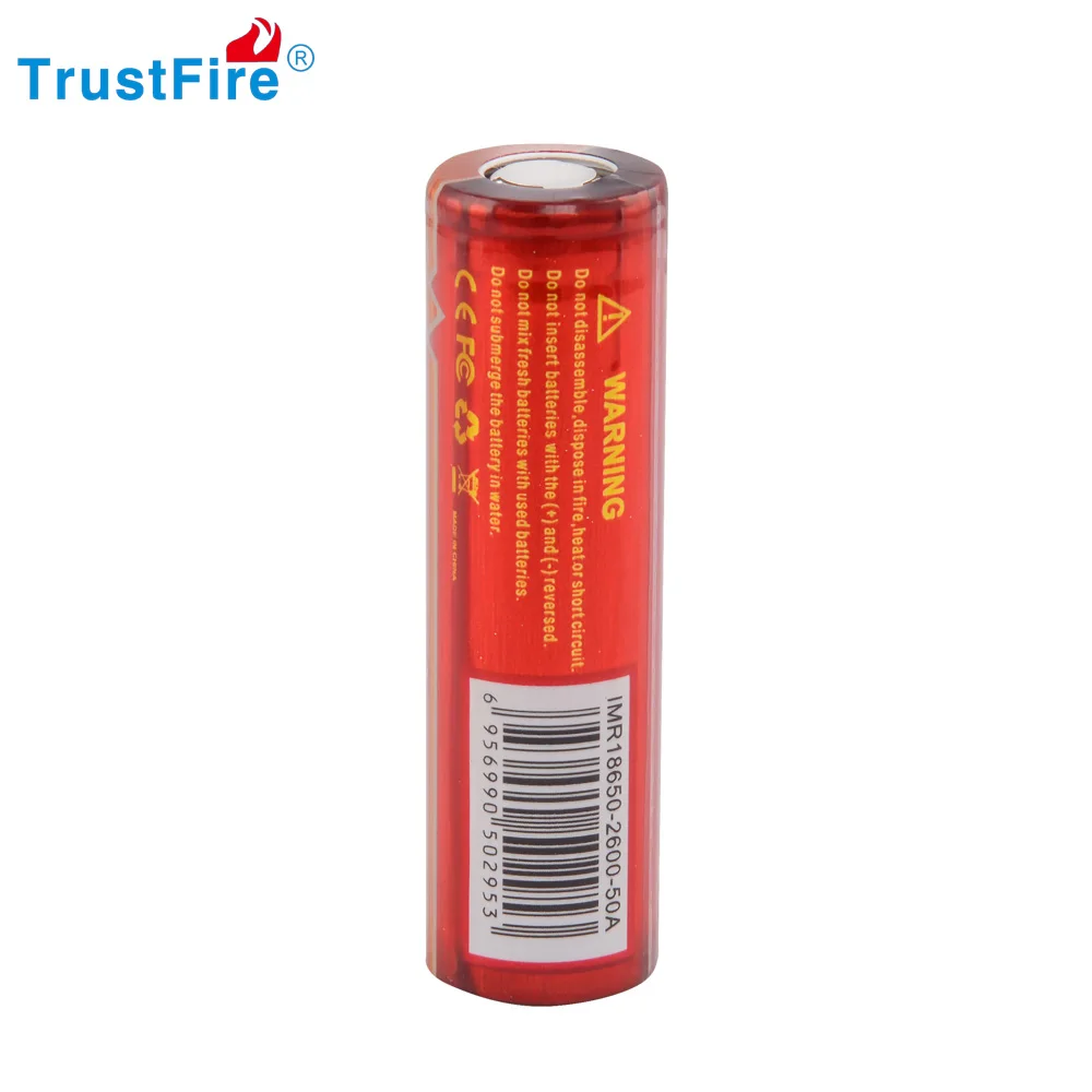 12 шт. Оригинал TrustFire Перезаряжаемые 3 7 В IMR18650 литий Лев Батарея 2600 мАч 50A 9.62Wh