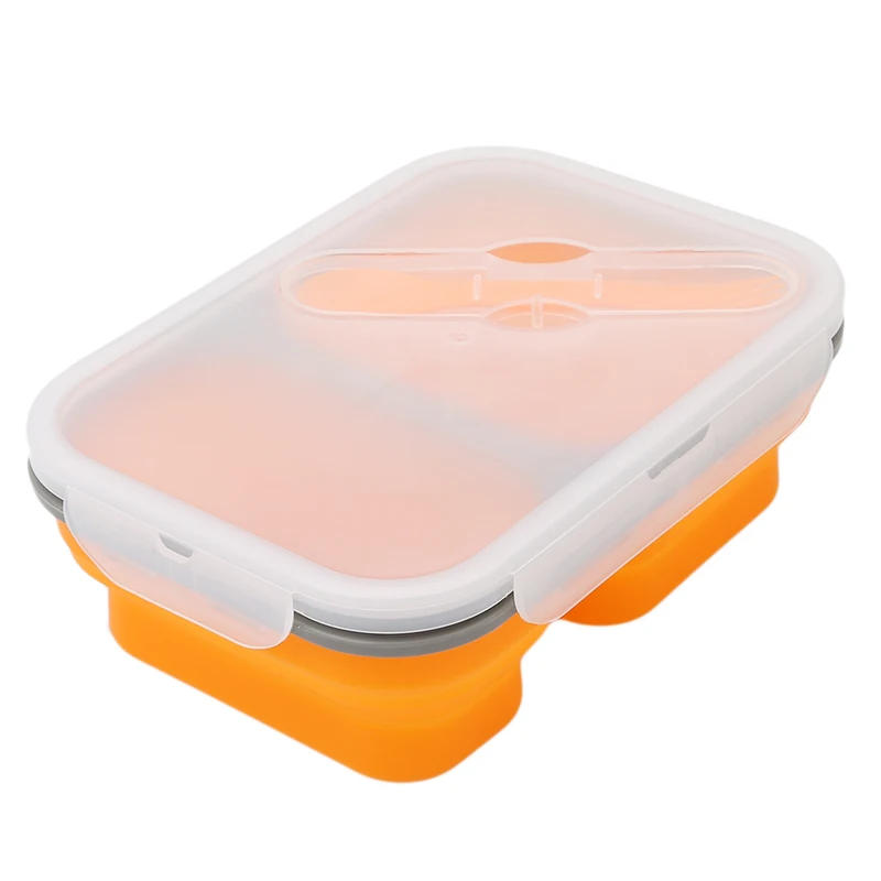 Складной контейнер для хранения еды с 2 ячейками 900 мл|lunch container|bento boxlunch food containers |