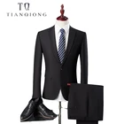 TIAN QIONG недорогой мужской костюм, новейший дизайн брюк, облегающие мужские костюмы, деловые Черные свадебные костюмы жениха для мужчин, размеры