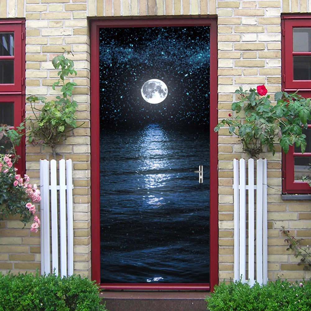 

3D Moon Night Sticker Wall Door Sticker Decal Art Decor Vinyl Removable Mural Poster Scene Window Door