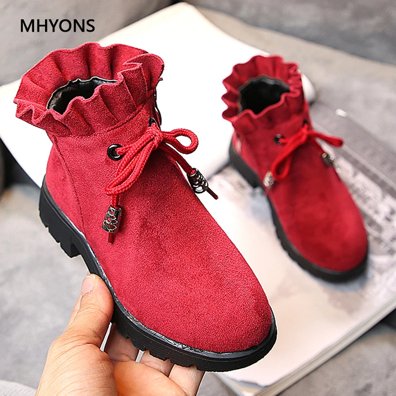 MHYONS/2018 новая зимняя обувь для девочек зимние теплые ботинки martin детские сапоги