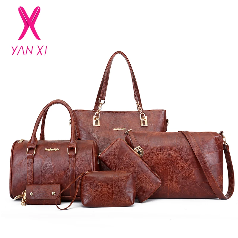 YANXI новый комплект из 6 предметов хит продаж женские Сумки искусственной кожи