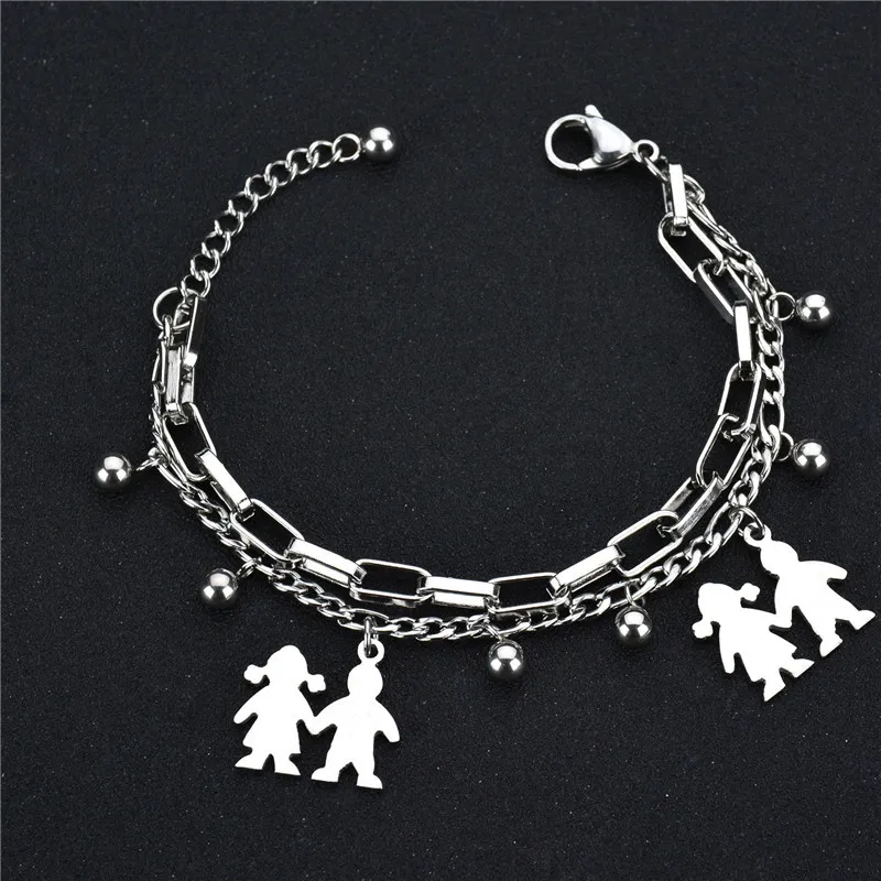 FairLadyHood Family Members Bracelet Stainless Steel Ladies Charm MOM DIY Custom Gift | Украшения и аксессуары