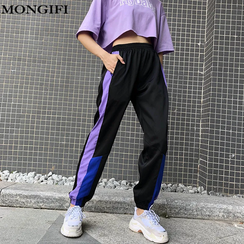 MONGIFI с высокой талией черные брюки Для женщин Лето 2018 Мягкие штаны для Свободные