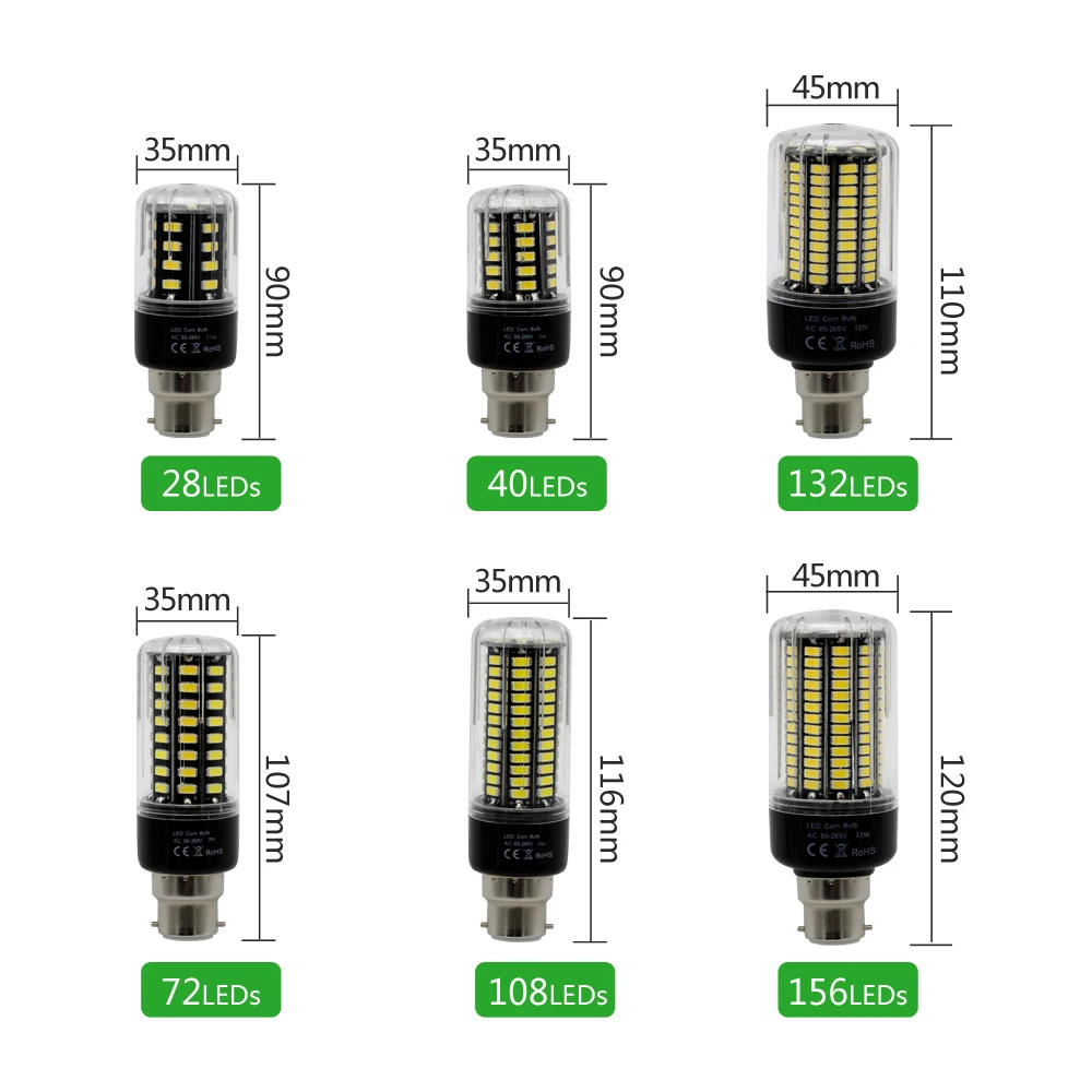 Lampadas 5736 SMD более яркая 5730 5733 светодиодная кукурузная лампа 3 5 Вт 7 8 12 15 без мерцания