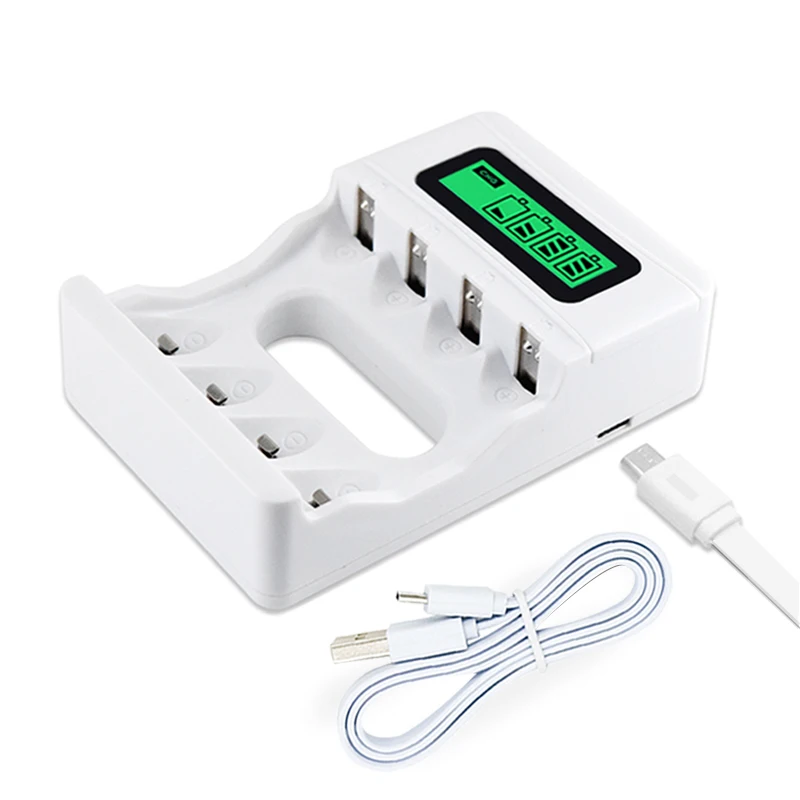 Интеллектуальное зарядное устройство с 4 слотами USB и ЖК-дисплеем для