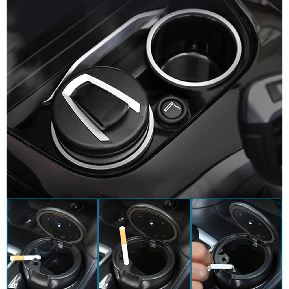 

Car Ashtray Portable Blue LED Light Smokeless Ashtray Cigarette Holder Anti-slip Rubber Auto Car Truck LED Cigarette Smoke