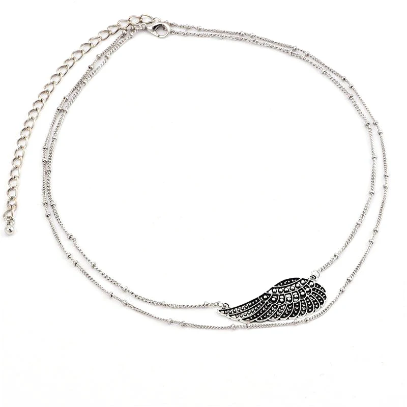 1 шт Панк Сандалеты с перепонкой на лодыжке Женские бедра цепи Крыло ангела кулон