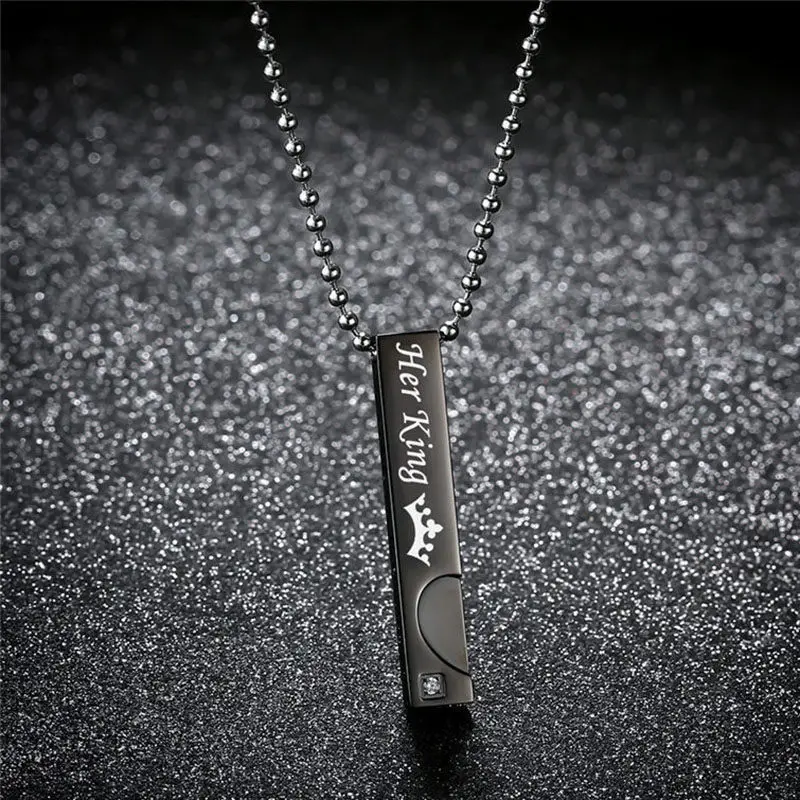 Her King V. Ya DIY "ее король и его Королева" парные ожерелья с белым кристаллическим камнем любовь, сердце, Корона Шарм ожерелья для женщин мужчин Прямая поставка - Окраска металла: Her King