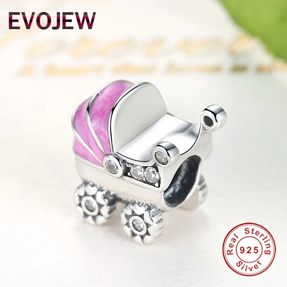 EVOJEW 925 пробы 100% Серебряный детский автомобиль милые бусины fit Pandora браслет и