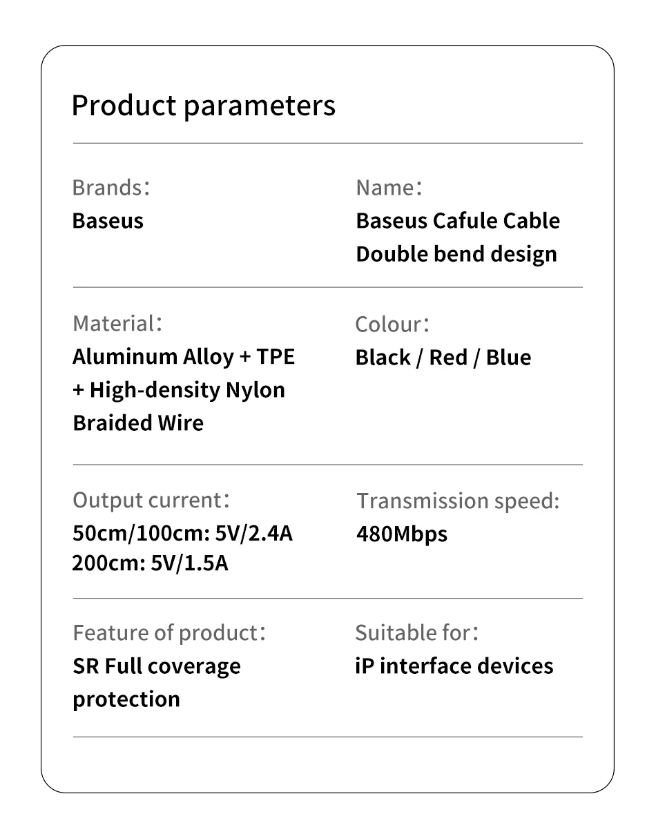 Baseus Doulbe локоть USB кабель для iPhone XR 8 11 iPad светодиодный 2.4A Быстрая зарядка кабель для iPhone зарядное устройство iPad игровой USB кабель для передачи данных usb кабель кабель для айфона