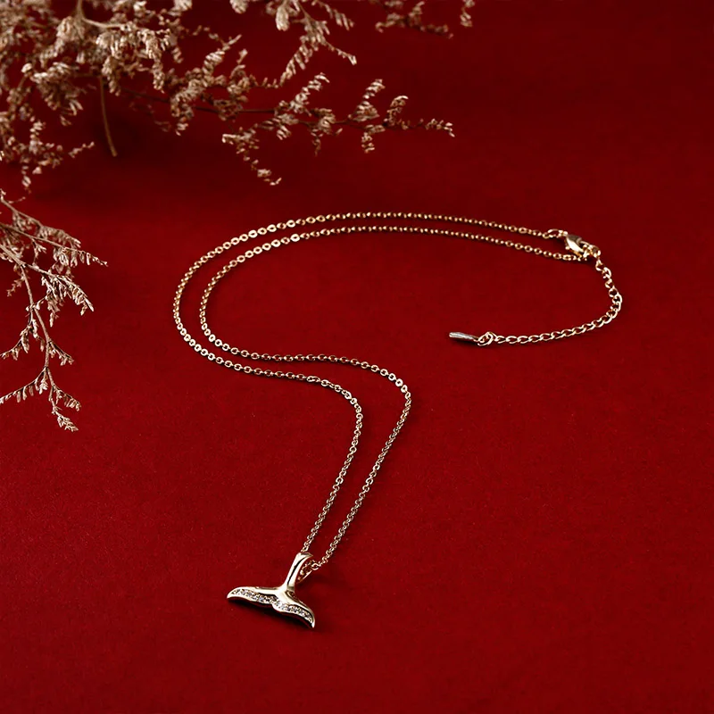 Fashion Creative Fishtail Pendant Necklace Retro Simple Whale Tail Dolphin Lady Charm Beach Accessories | Украшения и аксессуары