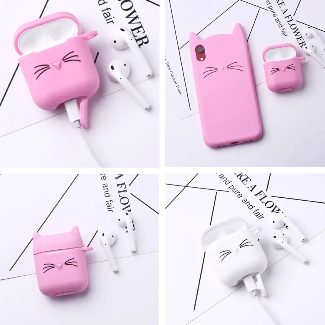Креативный чехол для наушников airpods Милый защитный с рисунком кота Bluetooth