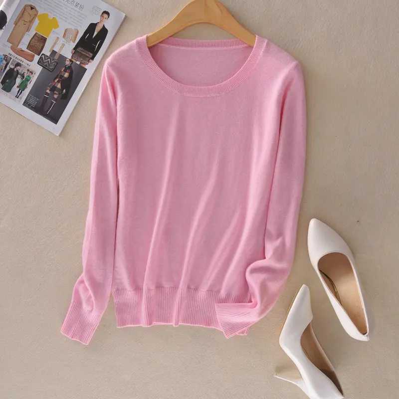 2020 Autumn Round Neck Cashmere Sweater Women Fashion Pullover Winter Sweaters Solid Color Plus Size Knit Bottoming Shirt | Женская