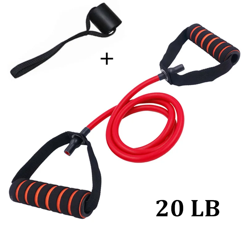 with Door Anchor Эластичные резинки 120 см, трубка с поролоновыми ручками для упражнений, фитнеса, пилатеса, силовых тренировок, оборудования для дома, спортзала, тренировок - Цвет: with Door Anchor
