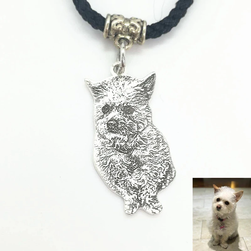 Custom Pet Necklace Portrait Photo Pendant Handmade Dog and Cat Picture Charm Personalized Memorial Jewelry Loss Gift | Украшения и