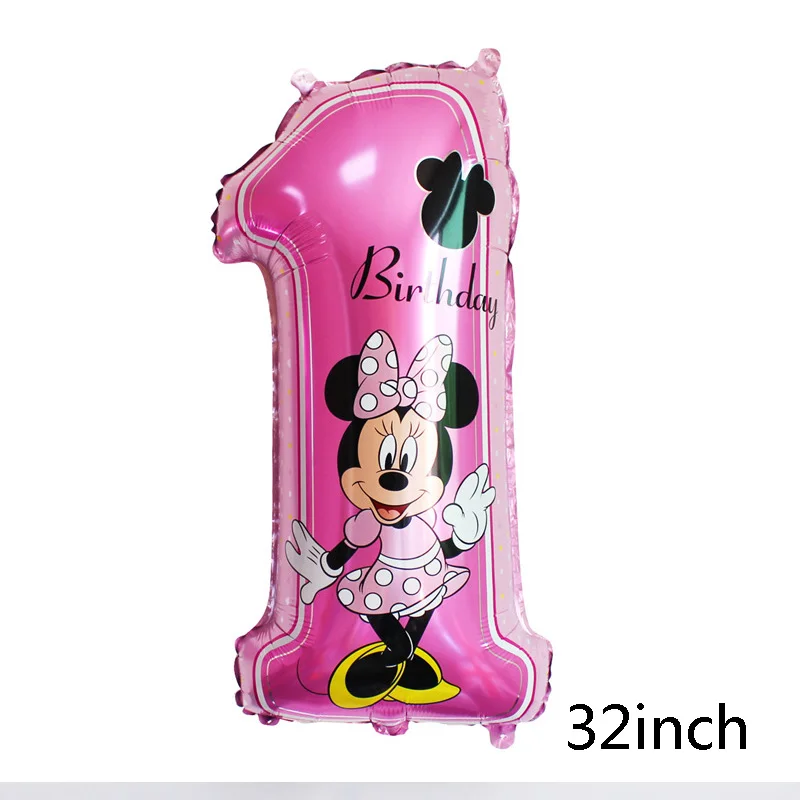 Pink number1 GIHOO 114 см Микки Минни фольгированные воздушные шары мультфильм с днем рождения украшения Детские игрушки большой красный бант детский душ - Цвет: Pink number1
