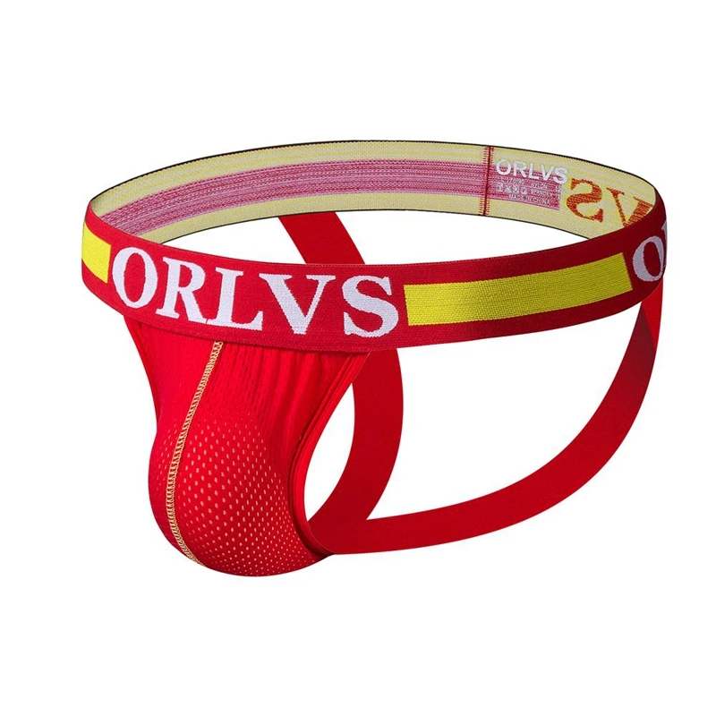 Трусы-джоки ORLVS мужские сетчатые бикини с заниженной талией стринги гей-трусы