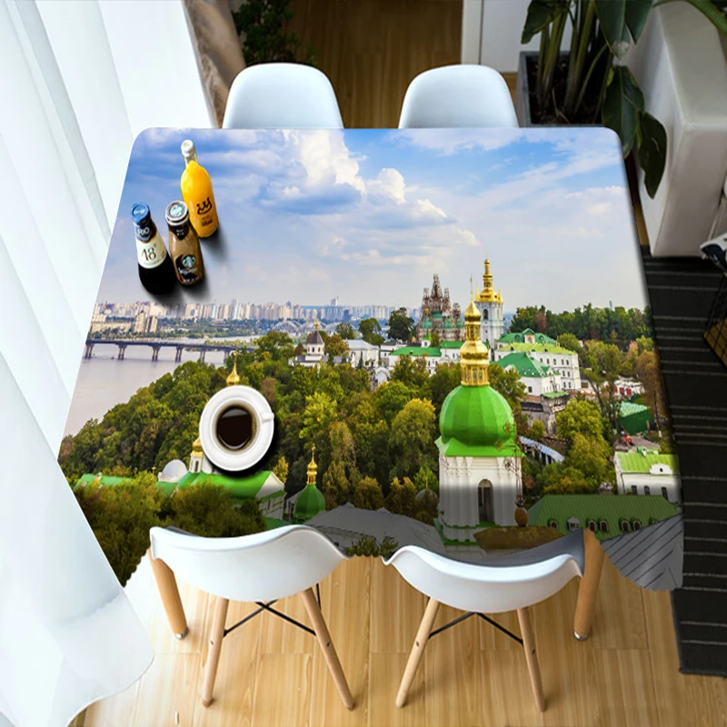 Дубай архитектура 3d круглая скатерть Заид мечеть шаблон моющиеся утолщаются
