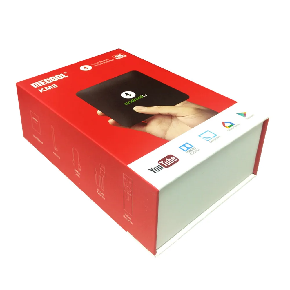 KM8 A ТВ Smart голос Управление Google Android 8 0 коробке 2 ГБ 16 Amlogic S905X Поддержка игрока