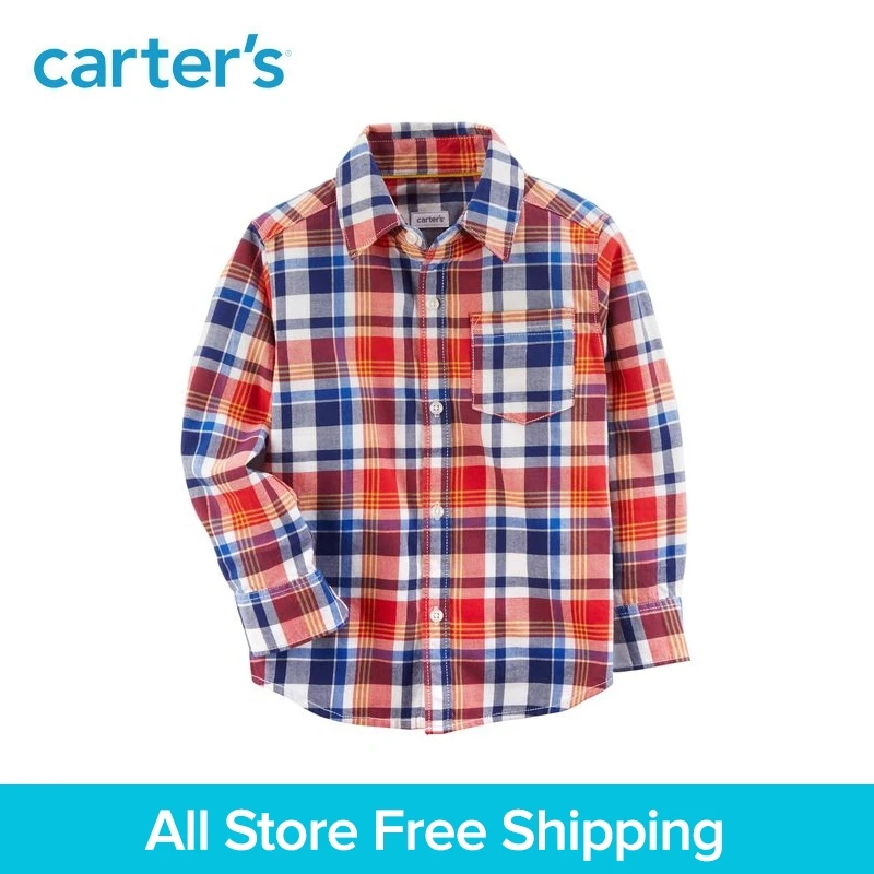 Carter's/1 предмет одежда для маленьких детей клетчатая рубашка на пуговицах