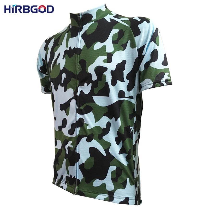 HIRBGOD камуфляжные мужские Летние Велоспорт Джерси с коротким рукавом спортивная