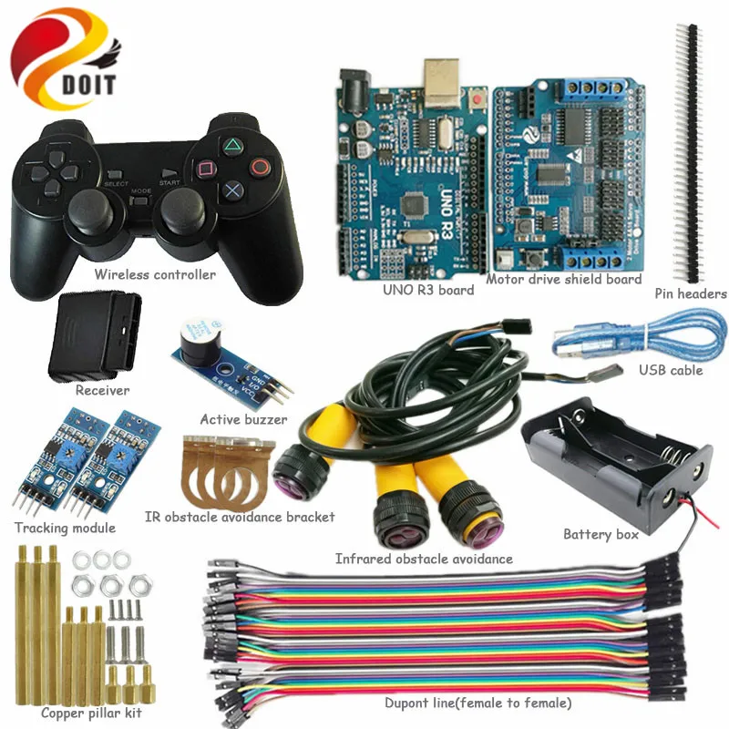 Комплект управления Wi-Fi с платой UNO R3 для Arduino + Защитная плата привода двигателя