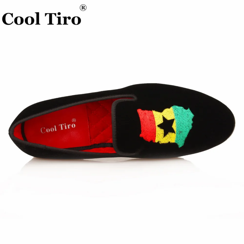 Мокасины мужские с вышивкой и картой Формальные туфли лоферы бархатная