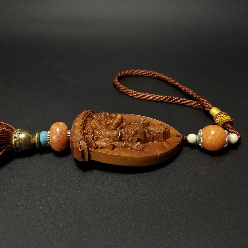 Guanyin Bodhisattva Key Pendant Woodcarving Evil Protection Peace | Дом и сад