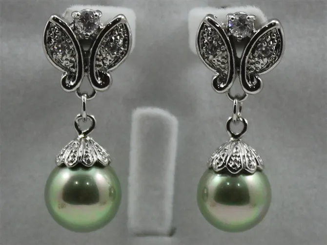 2 вида стилей gros 18kgp/argent plaqu 12 мм herbe vert shell perles papillon boucle d'oreille #307|boucle d'oreille|perles